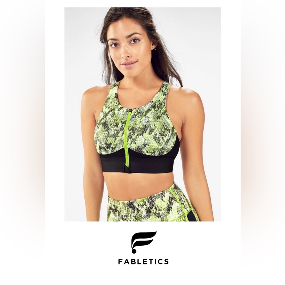 Fabletics Set: No-Bounce Zip Sports Bra, PowerHold 7/8 Leggings, Citron Asper
